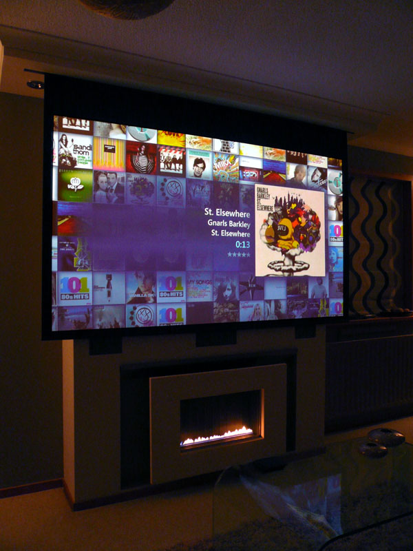 drop down projector in false chimney breast