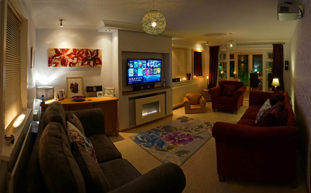 false chimney breast with home cinema